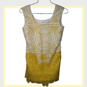 Kashish crochet Butter yellow and white dress cover up spring dress XS